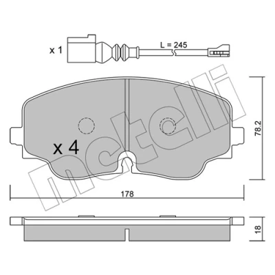 Kuva METELLI 22 1316 0 Jarrupalat Kulumisenilmaisemelle VOLKSWAGEN: Tiguan II, Golf VIII Hatchback, Arteon