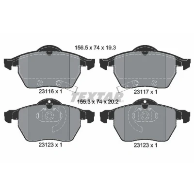 Kuva TEXTAR 2311701 Jarrupalat akustisella kulumavaroittimella SAAB: 9 5 Farmari, 3 Hatchback, Sedan, OPEL: Astra G Caravan, CC, Zafira A