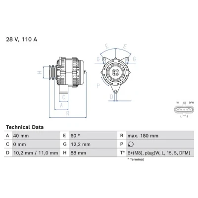 Kuva BOSCH 0 986 085 280 Laturi 28V 110A