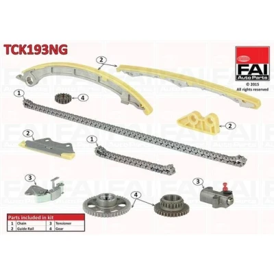Kuva FAI AutoParts TCK193NG Jakoketjusarja ilman tiivisteitä, Hammaspyörillä Yksinkertainen, Ketju hiljainen