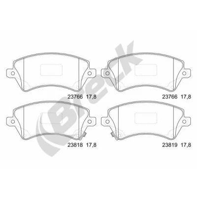 Kuva BRECK 23766 00 701 10 Jarrupalat akustisella kulumavaroittimella Tarvikkeilla TOYOTA: Corolla IX Hatchback, Station Wagon, Sedan