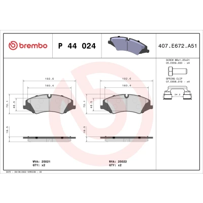 Kuva BREMBO P 44 024 Jarrupalat PRIME LINE Ring Kulumisenilmaisemelle Jarrusatulan ruuveilla, Huudonvaimennuspellillä Tarvikkeilla