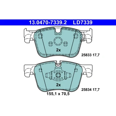 Kuva ATE 13.0470 7339.2 Jarrupalat Kulumisenilmaisemelle, Ilman kulumisenilmaisinta PEUGEOT: 5008 II, 3008 II SUV, OPEL: Combo E Van / Farmari