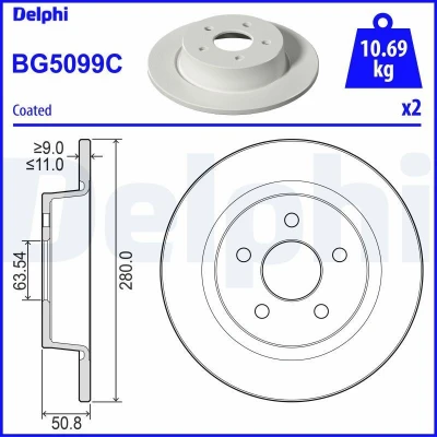 Kuva Jarrukiekkon Komplett DELPHI BG5099C takaisin/full/2 kpl