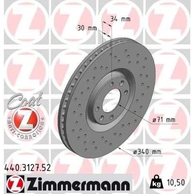 Kuva ZIMMERMANN SPORT COAT Z 440.3127.52 Jarrulevyt 340 30 6/4 4 108 tuuletettu sisältä, reijitetty pinnoitettu PEUGEOT: 308 I Hatchback