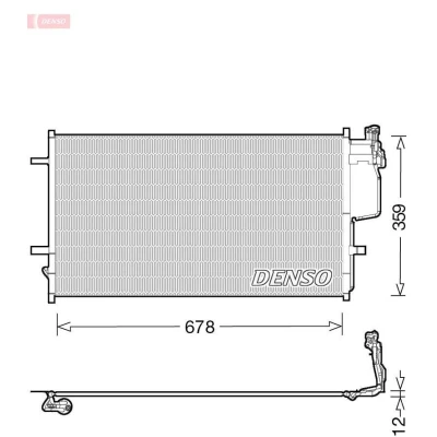 Kuva DENSO DCN44010 Ilmastoinnin Lauhdutin Vedenerottimella 646x366.6x12 R134a 646mm