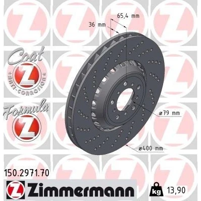 Kuva ZIMMERMANN 150.2971.70 Jarrulevyt 400 36 10/5 5 120 Tuuletettu, reijitetty, kaksiosainen jarrulevy pinnoitettu Seostettu / hiilletty BMW: 2 Coupe
