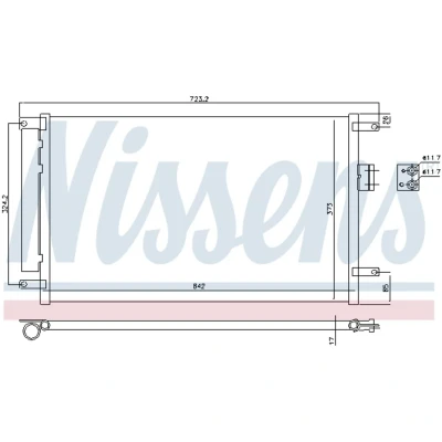 Kuva NISSENS 940424 Ilmastoinnin Lauhdutin Vedenerottimella Alumiini 642 R 134a CHEVROLET: Epica Sedan