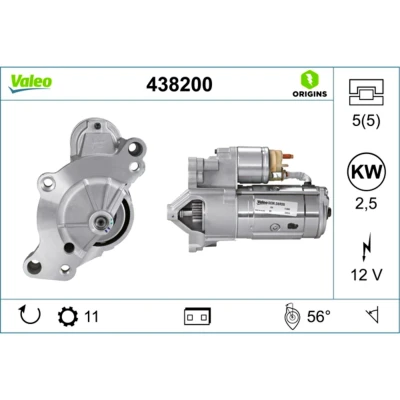 Kuva VALEO 438200 Starttimoottori 12 2,5 11 NEW ORIGINAL PART PEUGEOT: 508 I Sedan, 407 Expert III Van, CITROËN: C5 Farmari, C4 Hatchback