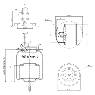 Kuva FEBI BILSTEIN 109316 Metallipalje, ilmajousitus Taka akseli