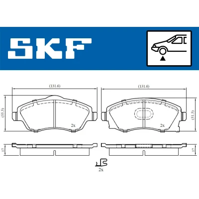 Kuva SKF VKBP 80062 A Jarrupalat akustisella kulumavaroittimella Tarvikkeilla OPEL: Meriva A, Combo C Tour