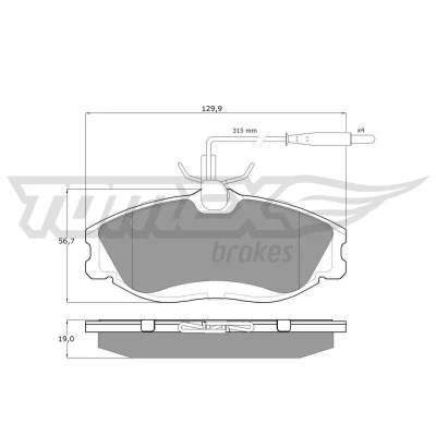 Kuva TOMEX brakes TX 11 62 Jarrupalat Etuakseli Sis. kulumisenilmaisimen PEUGEOT: 607 Sedan, 406 Coupe, CITROËN: Xsara Farmari, Coupe