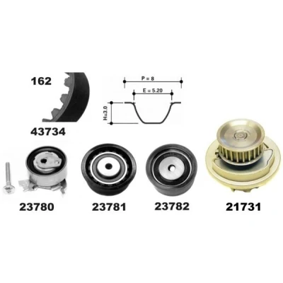 Kuva MAPCO 41739/1 Vesipumppu + Jakohihnasarja 20mm OPEL: Astra G CC, Coupe, Sedan