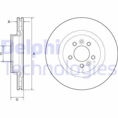 Kuva DELPHI BG9204C Jarrulevyt 360 30 5 Tuuletettu pinnoitettu hiiliteräs ilman pyöränlaakeria, ABS sensorirengasta LAND ROVER: Range Rover Sport