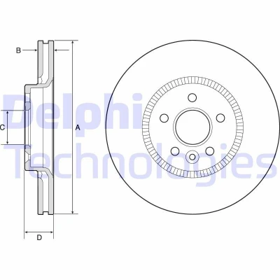 Kuva DELPHI BG9184C Jarrulevyt 316 28 5 Tuuletettu pinnoitettu käsittelemätön ilman pyöränlaakeria, ABS sensorirengasta FORD: Mondeo Kombi