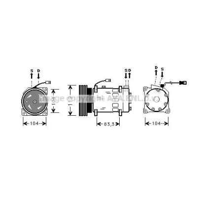Kuva PRASCO CNAK030 Ilmastoinnin Kompressori SD6V12 R 134a PEUGEOT: 206 Hatchback