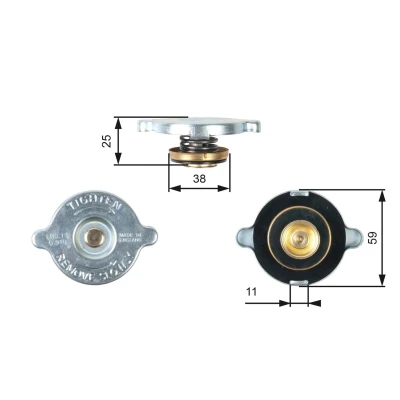Kuva GATES RC122 Jäähdyttimen Korkki 59 0,9 SUZUKI: SJ 410 SUV, LADA: Nova Sedan, TOYOTA: Land Cruiser Prado 70 SUV