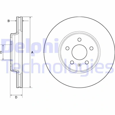 Kuva DELPHI BG4799C Jarrulevyt 314 25 5 Tuuletettu pinnoitettu hiiliteräs ilman pyöränlaakeria, ABS sensorirengasta AUDI: A4 B8 Avant
