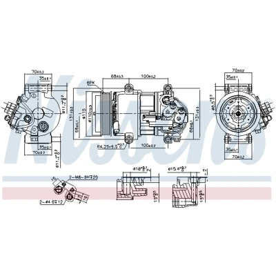 Kuva NISSENS 890078 Ilmastoinnin Kompressori 6SEU16C 12 PAG 46 R 134a MERCEDES BENZ: A sarja, B sarja