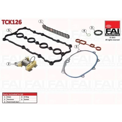 Kuva FAI AutoParts TCK126 Jakoketjusarja Tiivisteillä, ilman hammaspyöriä Yksinkertainen, Niittiketju VOLKSWAGEN: Golf 5, Passat B6 Variant, Jetta 3