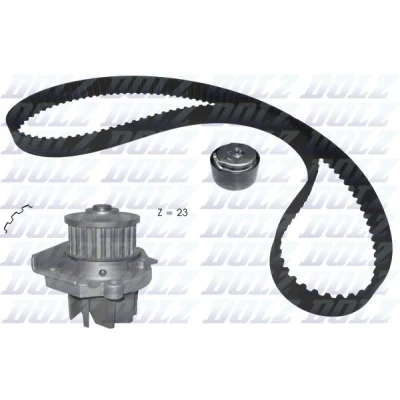 Kuva DOLZ KD161 Vesipumppu + Jakohihnasarja 124 FIAT: Punto II Hatchback, Stilo Multi Wagon, ALFA ROMEO: MiTo