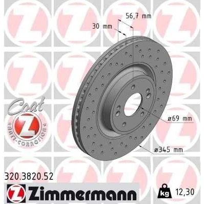 Kuva ZIMMERMANN 320.3820.52 Jarrulevyt 345 30 7/5 5 114 tuuletettu sisältä, reijitetty pinnoitettu KIA: Stinger Hatchback
