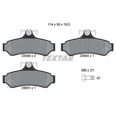 Kuva TEXTAR 2559901 Jarrupalat akustisella kulumavaroittimella Jarrusatulan ruuveilla TOYOTA: Camry V Sedan, VI Sedan