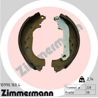 Kuva ZIMMERMANN 10990.160.4 Jarrukengät 228mm 57mm Vivulla, Valokuva vastaa toimituslaajuutta FORD: Transit Connect Mk1 Van, Tourneo