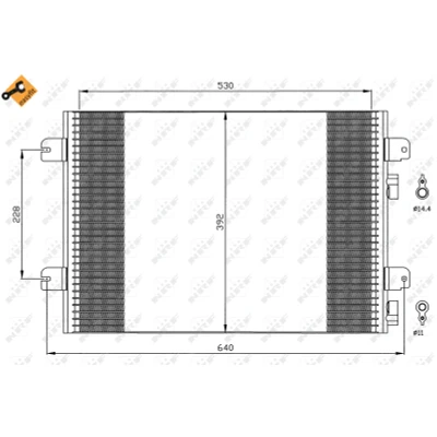 Kuva NRF EASY FIT 35542 Ilmastoinnin Lauhdutin Tiivisterenkaalla 14,4 11, 11,0 Alumiini 530