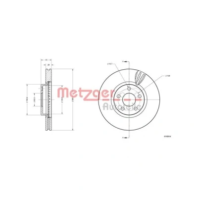 Kuva METZGER 6110814 Jarrulevyt Etuakseli 300 28 5 108 tuuletettu sisältä Lakattu, Ristiinhionta hiiliteräs FORD: Galaxy Mk3 MPV, S Max Mk2