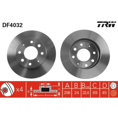 Kuva TRW DF4032 Jarrulevyt 256 24 4 111 Tuuletettu Lakattu