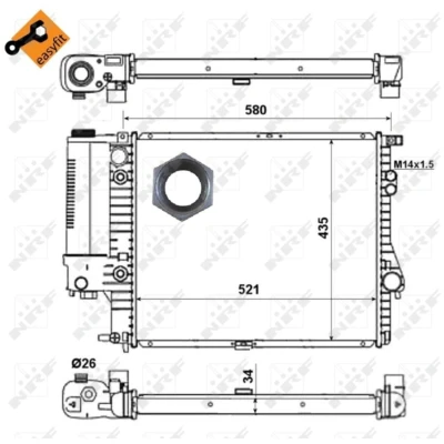 Kuva NRF EASY FIT 58165 Jäähdytin Alumiini 521 435 34 asennusosilla Jäähdytysrivat juotetut BMW: 5 Sedan, Touring