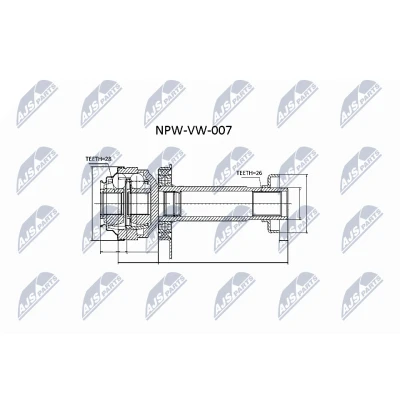 Kuva NTY NPW VW 007 Vetonivel Käsivaihteisto Vaihteiston puoli Kumilaakerilla, laakerilla VOLKSWAGEN: Transporter 5, Multivan 5 (7HM, Bus