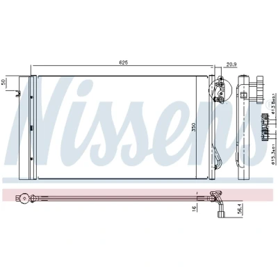 Kuva NISSENS 94873 Ilmastoinnin Lauhdutin Vedenerottimella Alumiini 625 R 134a BMW: 3 Touring, Sedan, Coupe