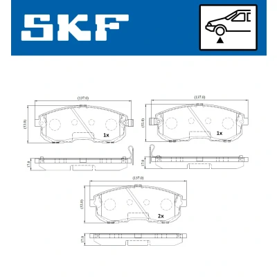 Kuva SKF VKBP 80175 A Jarrupalat akustisella kulumavaroittimella NISSAN: Maxima V QX Sedan, Juke, Pulsar Hatchback