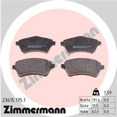 Kuva ZIMMERMANN 23615.175.1 Jarrupalat Valokuva vastaa toimituslaajuutta LAND ROVER: Freelander I SUV, SUV Cabriolet