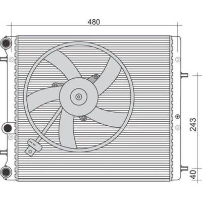 Kuva MAGNETI MARELLI 350213851000 Jäähdytin 430 415 23 Jäähdytysrivat mekaan. kiinnitetyt SKODA: Fabia 2, 1 Combi, I Hatchback, SEAT: Ibiza 3