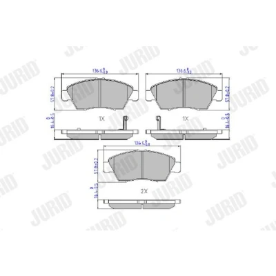Kuva JURID 572340J Jarrupalat akustisella kulumavaroittimella Ilman tarvikkeita HONDA: CIVIC 7 Hatchback, 8, CRX 3