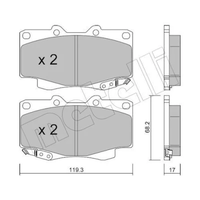 Kuva Jarrupalasarja, levyjarru, Etuakseli TOYOTA FORTUNER, HILUX Flak/chassi, Pick up VII OE 04465 04030, 04050, 04060