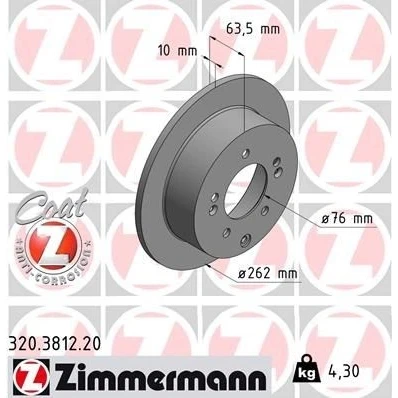 Kuva ZIMMERMANN COAT Z 320.3812.20 Jarrulevyt 262 10 8/5 5 114 täysi pinnoitettu
