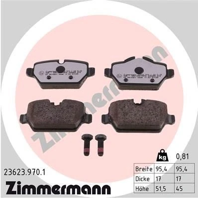 Kuva ZIMMERMANN 23623.970.1 Jarrupalat Kulumisenilmaisemelle Ruuveilla Valokuva vastaa toimituslaajuutta BMW: 3 Touring, Sedan, 1 Hatchback