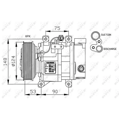 Kuva NRF 32145G Ilmastoinnin Kompressori CSV613C 12 PAG 46 kompressoriöljyllä NISSAN: Primera Farmari, X Trail