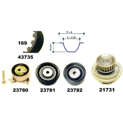Kuva MAPCO 41735 Vesipumppu + Jakohihnasarja OPEL: Vectra B Farmari, Sedan, CC