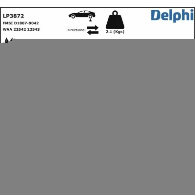 Kuva DELPHI LP3872 Jarrupalat Sis. kulumisenilmaisimen liimakelmulla Tarvikkeilla