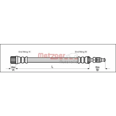 Kuva METZGER 4113258 Jarruletku 470 M10 x 1 PEUGEOT: 405 II Sedan, I Sedan