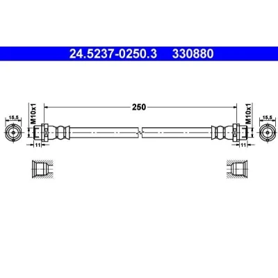 Kuva ATE 24.5237 0250.3 Jarruletku 250 VOLKSWAGEN: Transporter 5, Multivan 5 (7HM, Bus