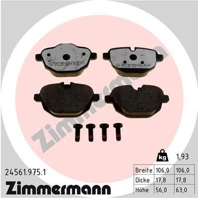 Kuva ZIMMERMANN 24561.975.1 Jarrupalat Kulumisenilmaisemelle Valokuva vastaa toimituslaajuutta BMW: 5 Touring, Sedan, X3