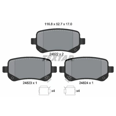 Kuva TEXTAR 2482201 Jarrupalat akustisella kulumavaroittimella Tarvikkeilla FIAT: Freemont, CHRYSLER: GRAND 5OYAGER 5, DODGE: Journey MPV