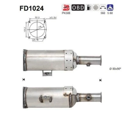 Kuva AS FD1024 Hiukkassuodatin Kordieriitti PEUGEOT: 807 MPV