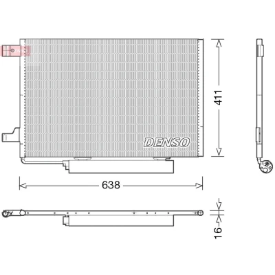 Kuva DENSO DCN17006 Ilmastoinnin Lauhdutin Vedenerottimella 638x411x16 R 134a 638 MERCEDES BENZ: B sarja, A sarja
